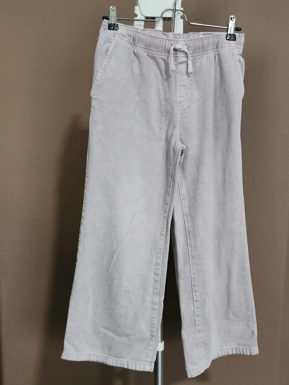 Girl's Light Lavender Wide-Leg Drawstring Pants